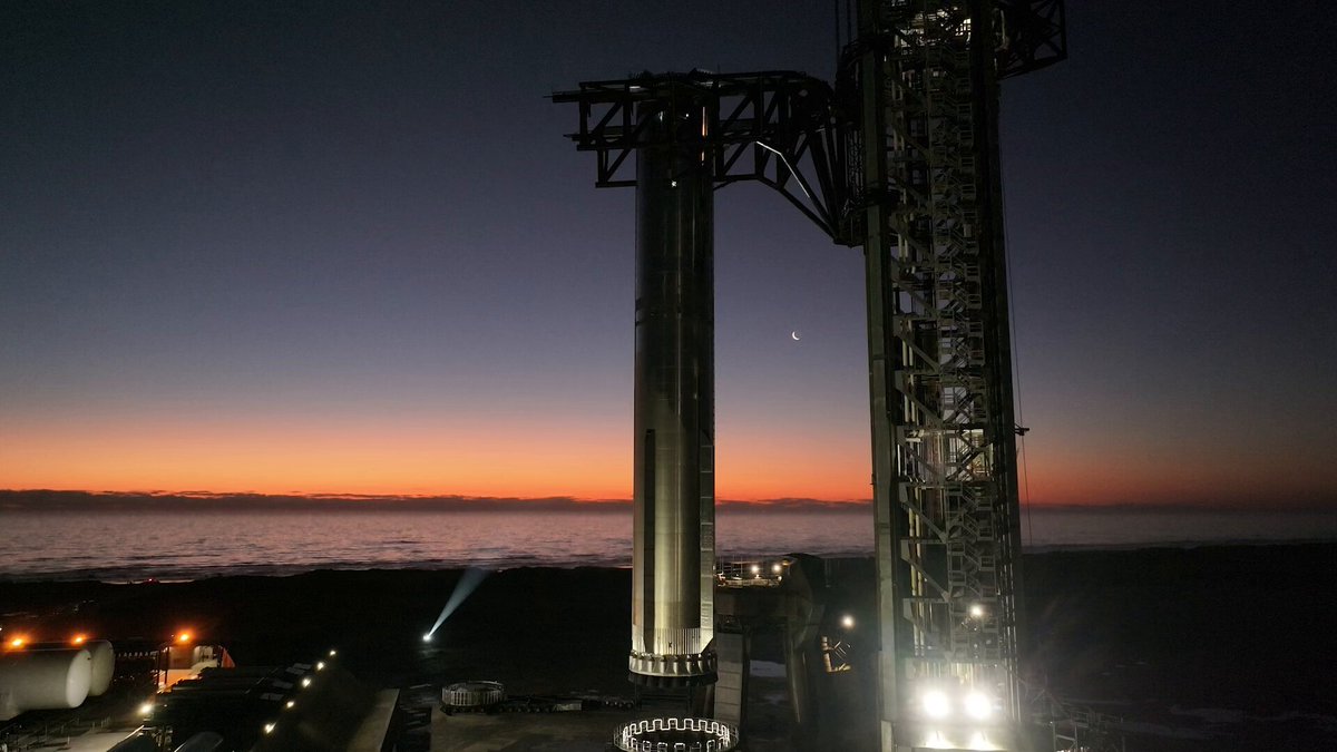Super Heavy on the launch pad at Starbase ahead of Starship's eighth flight test"