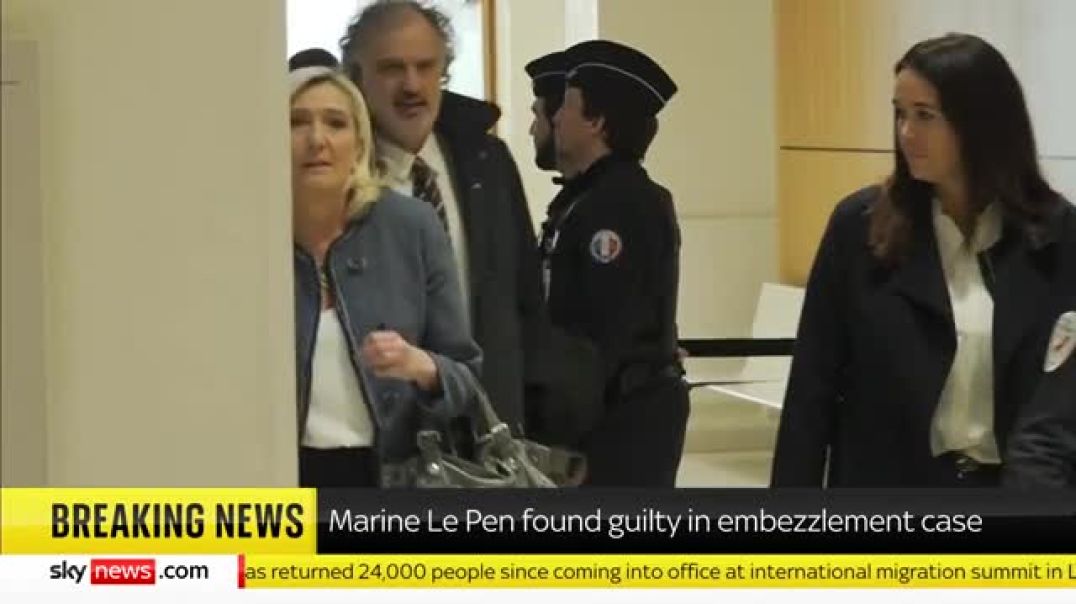 JUST IN - Marine Le Pen found guilty in embezzlement trial.