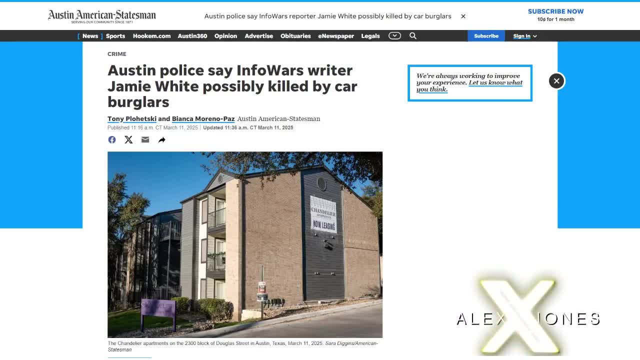 BREAKING EXCLUSIVE: Austin Police Say Infowars Journalist Jamie White Was Killed By Car Burglars  Is His Murder Travis County DA José Garza's Fault For Allowing Crime To Flourish In Austin?...