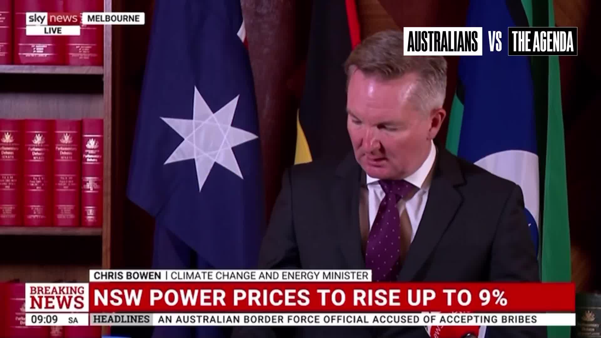 Energy Minister Chris Bowen has refused to apologise for breaking his election promise to cut power bills by $275, even as the energy regulator confirms a ~9% price hike by the financial yea...
