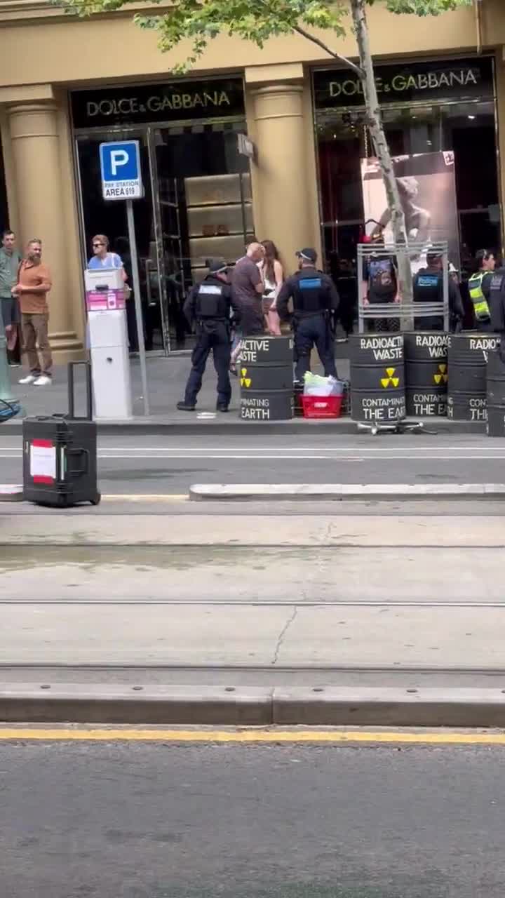 Protesters have been arrested after gluing and chaining themselves in Melbourne’s CBD