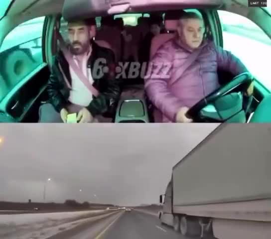 Front seat passenger of an Uber takes control of the steering wheel and veers the car into moving truck