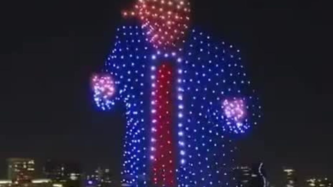 Drones light up the sky with Trump dancing in Florida