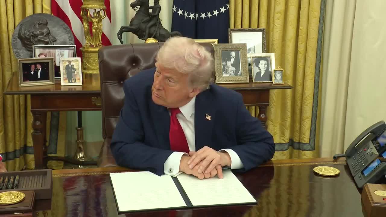 President Trump comments on the conviction of France's Marine Le Pen and her five-year political ban:   \