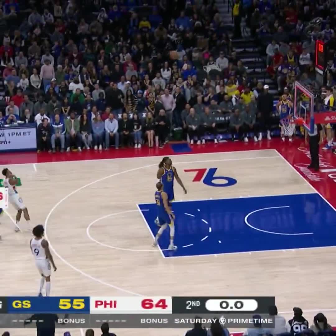 Quentin Grimes dropped 20 points on 4-4 threes in the FIRST HALF to put the Sixers up over the Warriors 😳  Steph has 19 for the Warriors at halftime on ABC.