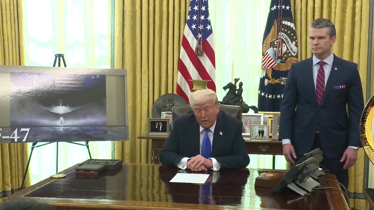BREAKING: Alongside SecDef Pete Hegseth, President Trump announces production of a brand new fleet of Sixth Generation Fighter jets called the F-47, the most advanced jets anywhere in the wo...