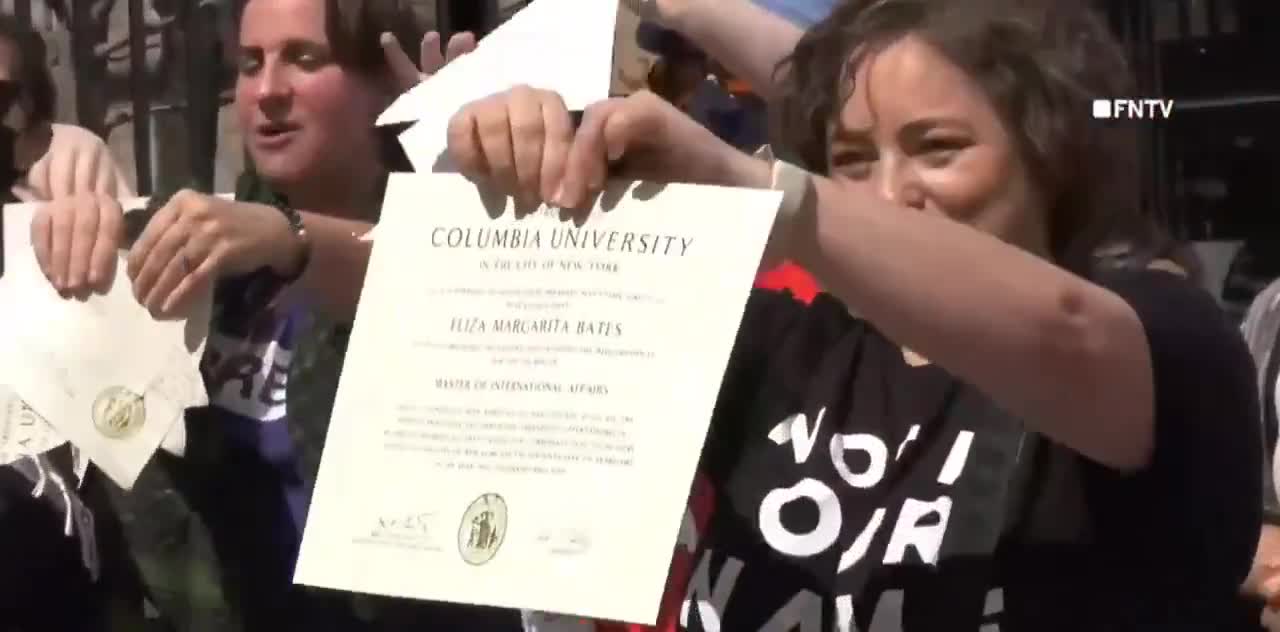 Columbia grads tear up their useless diplomas to protest Trump.  Guess they finally realized a degree in gender studies won’t pay rent 🤷‍♂️