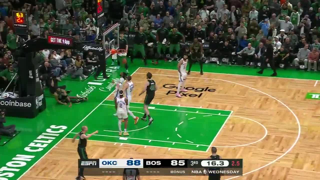 JAYSON TATUM AND-1 ☘️  THUNDER-CELTICS IS TIED HEADING INTO THE 4TH ON ESPN 🔥
