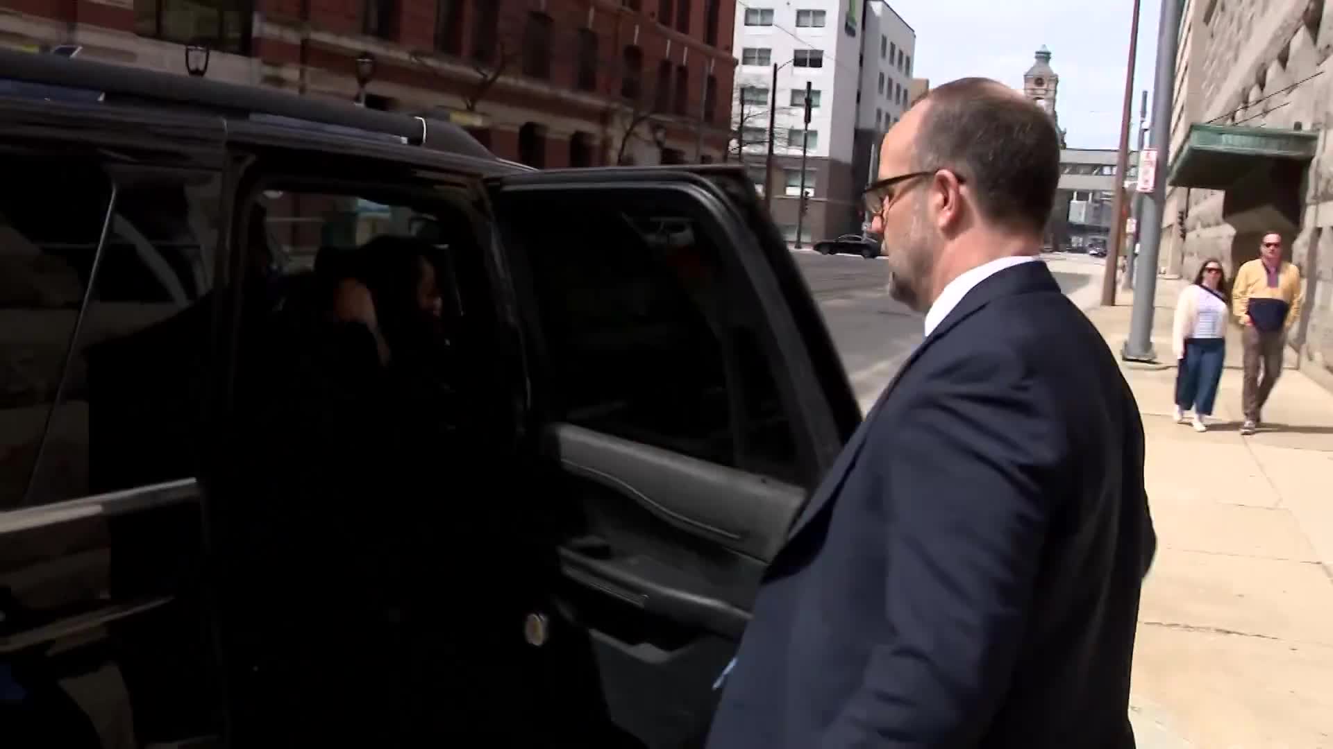Watch as Judge Hannah Dugan rushes to a car outside the Milwaukee federal courthouse after being arrested by the FBI for reportedly helping an illegal alien evade arrest.