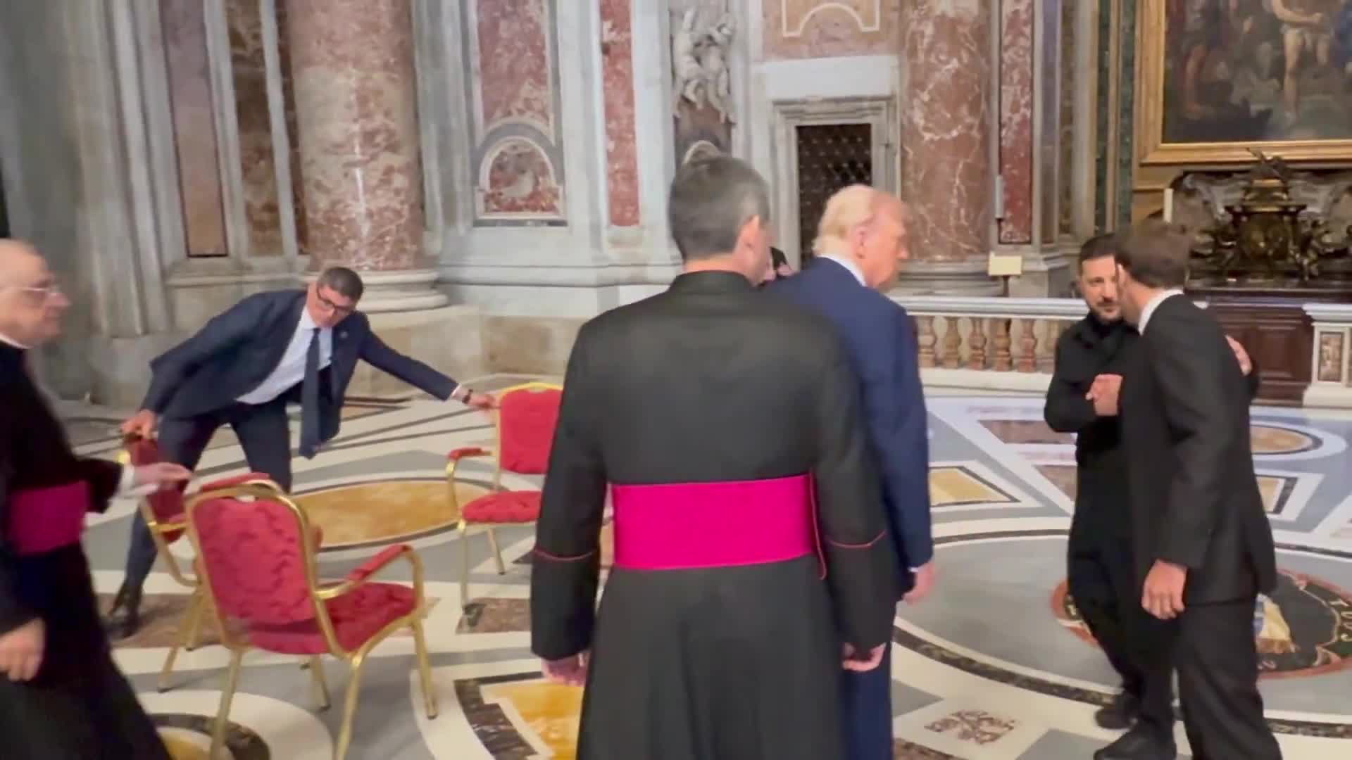President Donald Trump meets with Ukrainian President Volodymyr Zelenskyy at St. Peter’s Basilica
