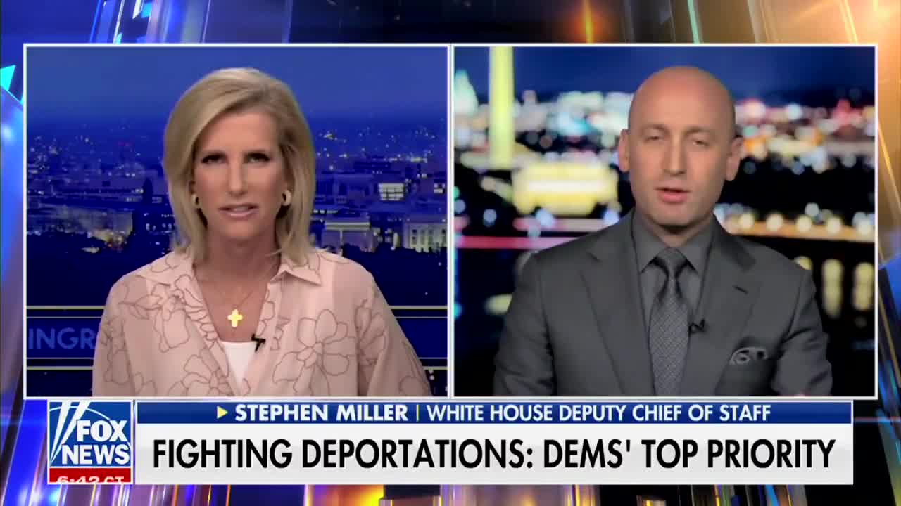 Stephen Miller: “The Democrat party is in love with this gangster in El Salvador, who beat his wife, is a member of a terrorist organization, who has MS-13 tattooed on his knuckles.”