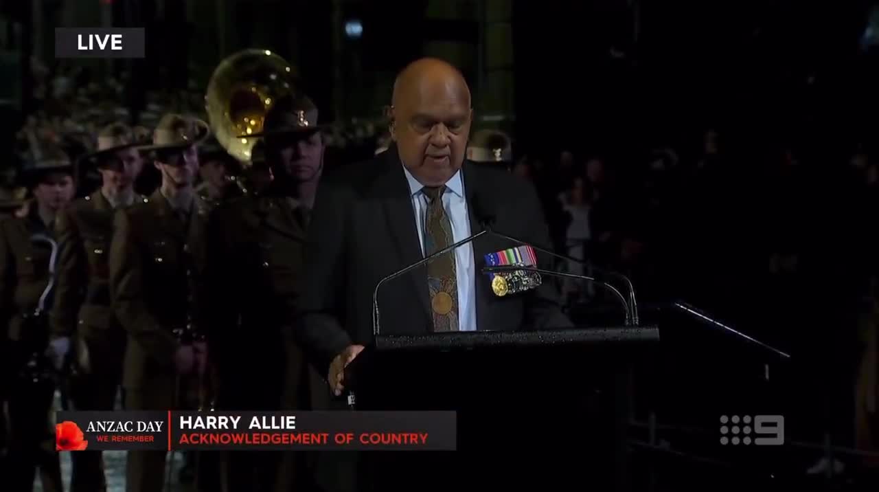 Harry Allie: Acknowledgement of Country at the Anzac Day 2025 Dawn Service in Sydney. Lest we forget.