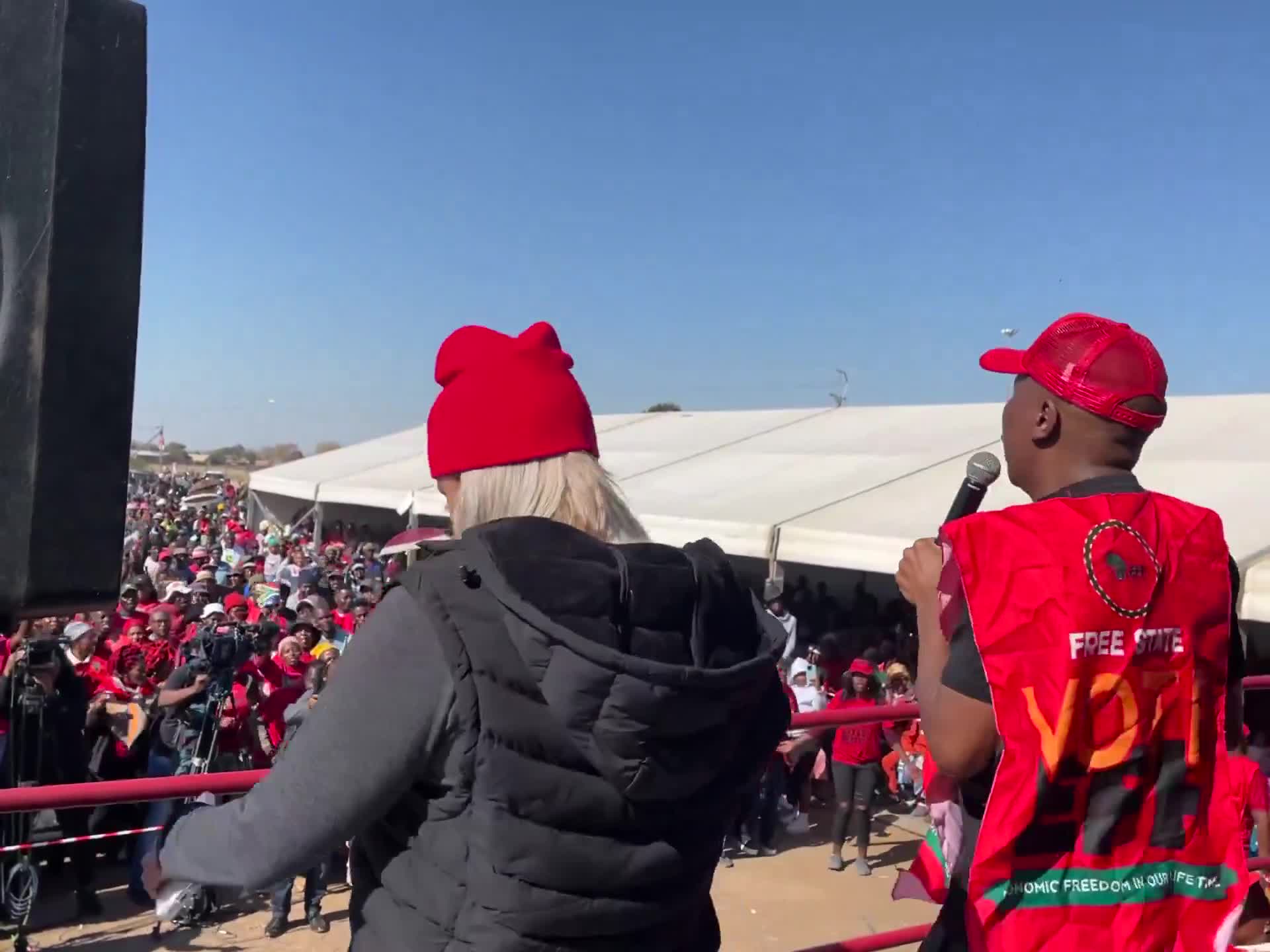 EFF leader Julius Malema at a rally today in SA: \