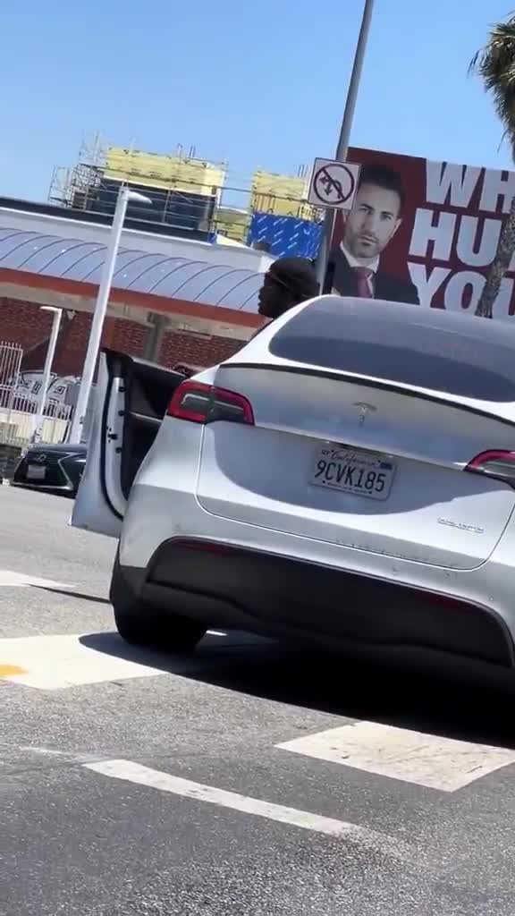 An elderly man in LA nearly had his Tesla carjacked while stopped at a red light