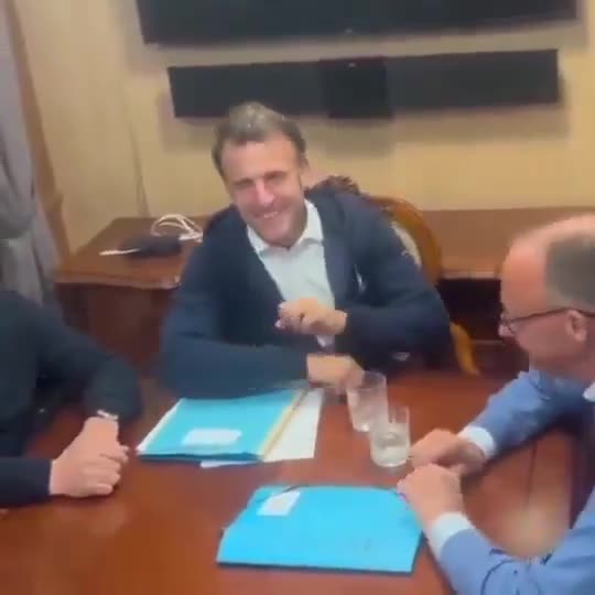 On their way back from Kiev, a bag of white powder sits on the table. Macron panics and hides it while Merz and Starmer sit frozen.  What do you think the white substance is?