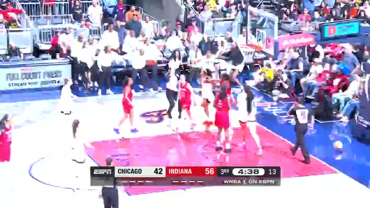 Caitlin Clark received a flagrant foul on this play.   Aliyah Boston and Angel Reese received offsetting technical fouls.