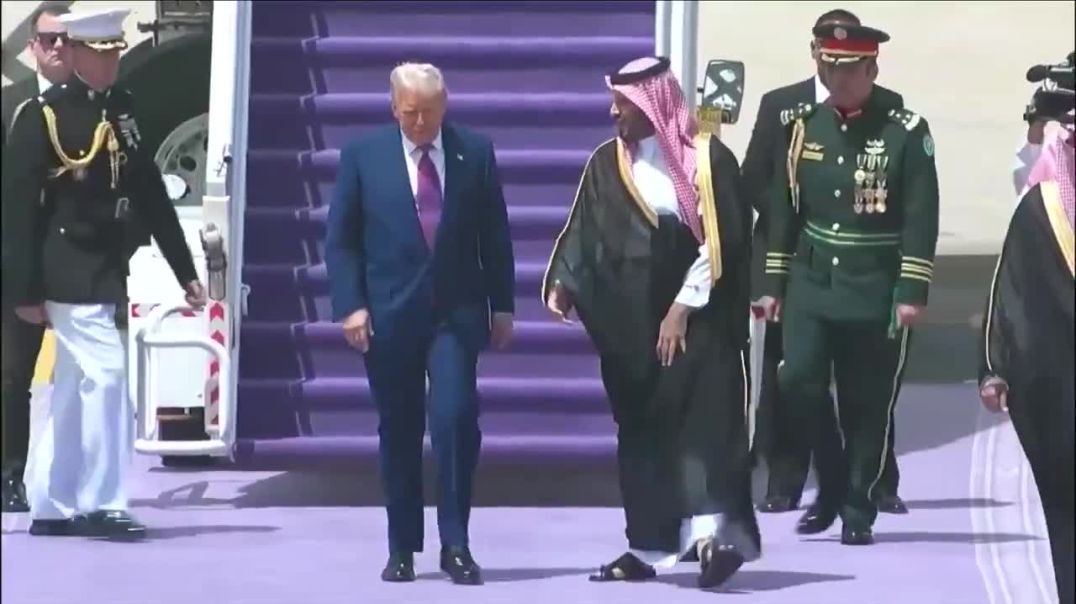 JUST IN: President Trump is greeted by Crown Prince Mohammed bin Salman in Riyadh, Saudi Arabia