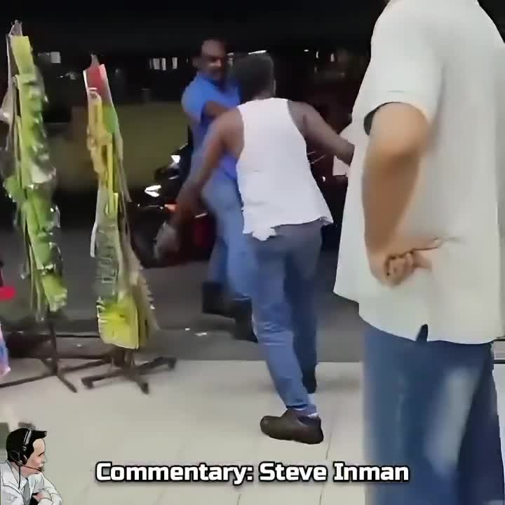 Should have kept his helmet on.