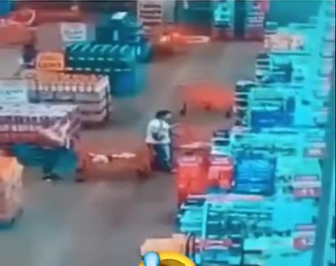 Lady kept bumping man with her cart repeatedly and then this happened