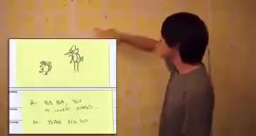 JG Quintel pitching Regular Show on post-it notes