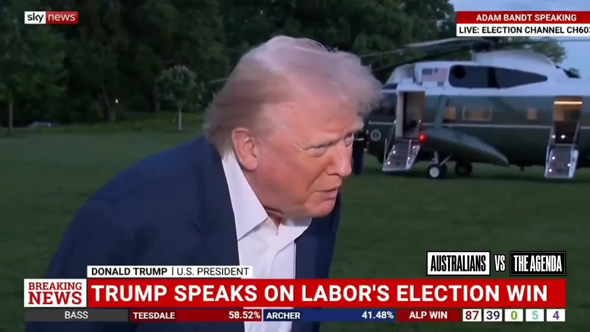 Donald Trump praised Anthony Albanese as “very nice and respectful to me” and said he has “no idea who the other person is that ran against him.”