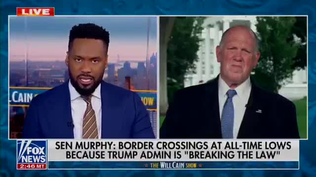 Tom Homan TORCHES Sen Chris Murphy after Murphy bizarrely claimed the reason for RECORD LOW border crossing numbers are because “Trump is violating the law.”  “He just proved he's not ...
