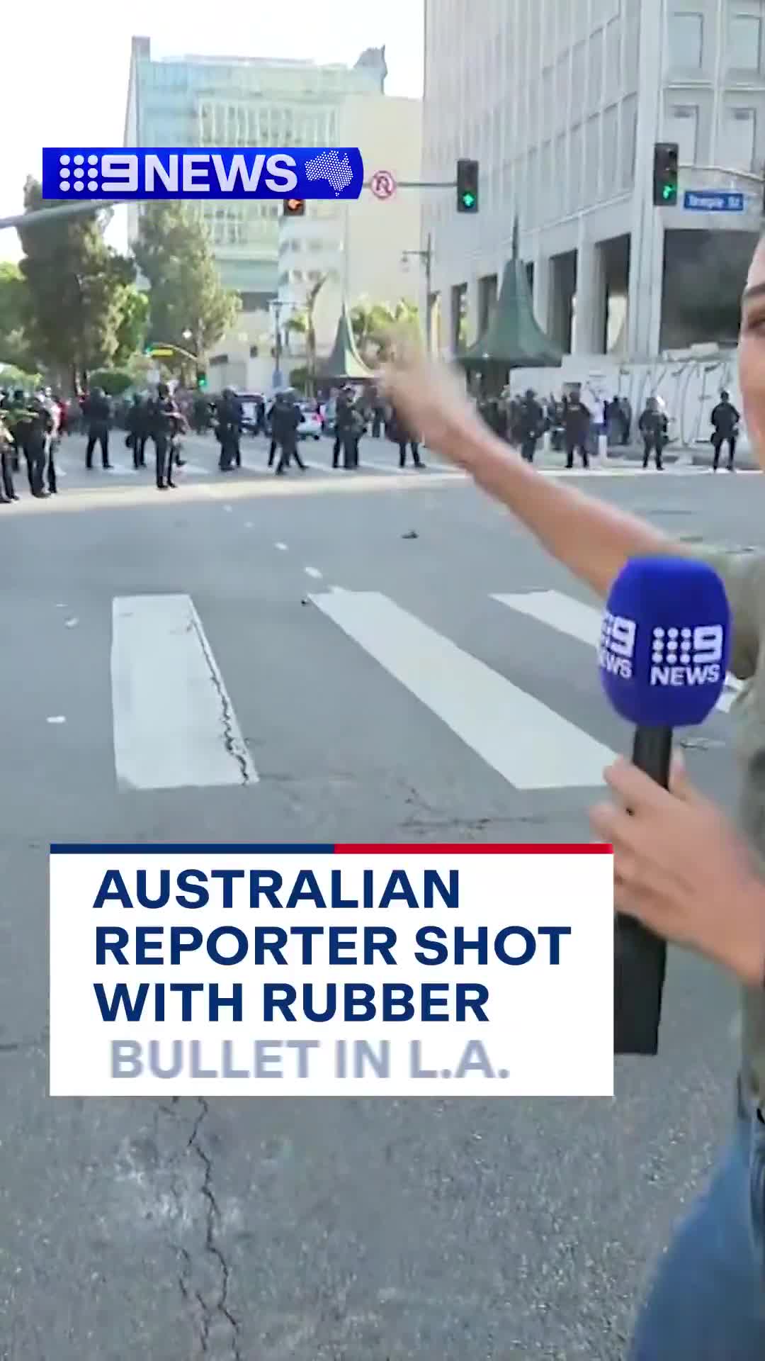 Lauren Tomasi, an Australian news reporter was shot in the leg with a rubber bullet during the LA riots on Sunday   This is disgusting and insane, speechless.