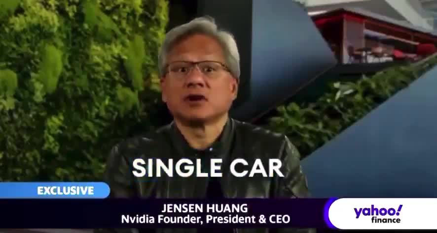 Tesla is far ahead in self-driving cars.  Nvidia CEO Jensen Huang