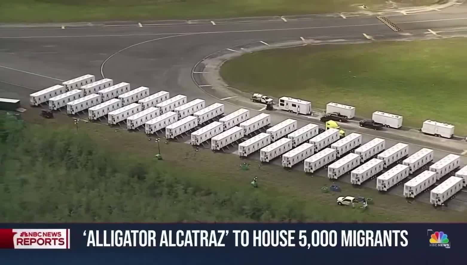 BREAKING: Construction has begun in FL for a facility, surrounded by alligators, to detain 5k illegals. It will be ready in one month…