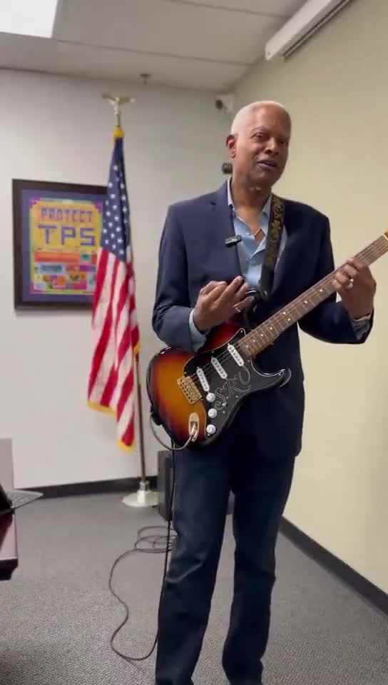 Democrat Rep. Hank Johnson sings an Anti-Trump song on his guitar about Trump shooting down Democracy with a gun to be a king  Yes, this is real….