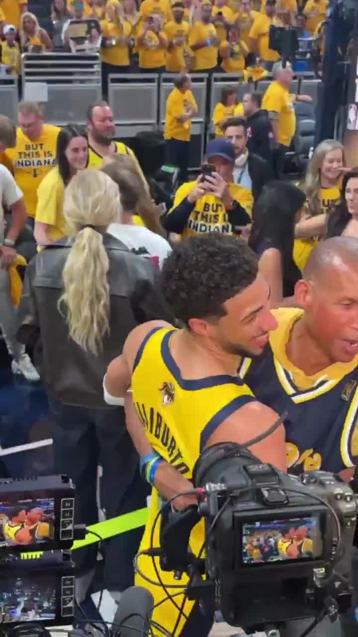 Hali getting love from Reggie Miller, Lance Stephenson and the Indy crowd after the Game 3 win in the Finals 💛