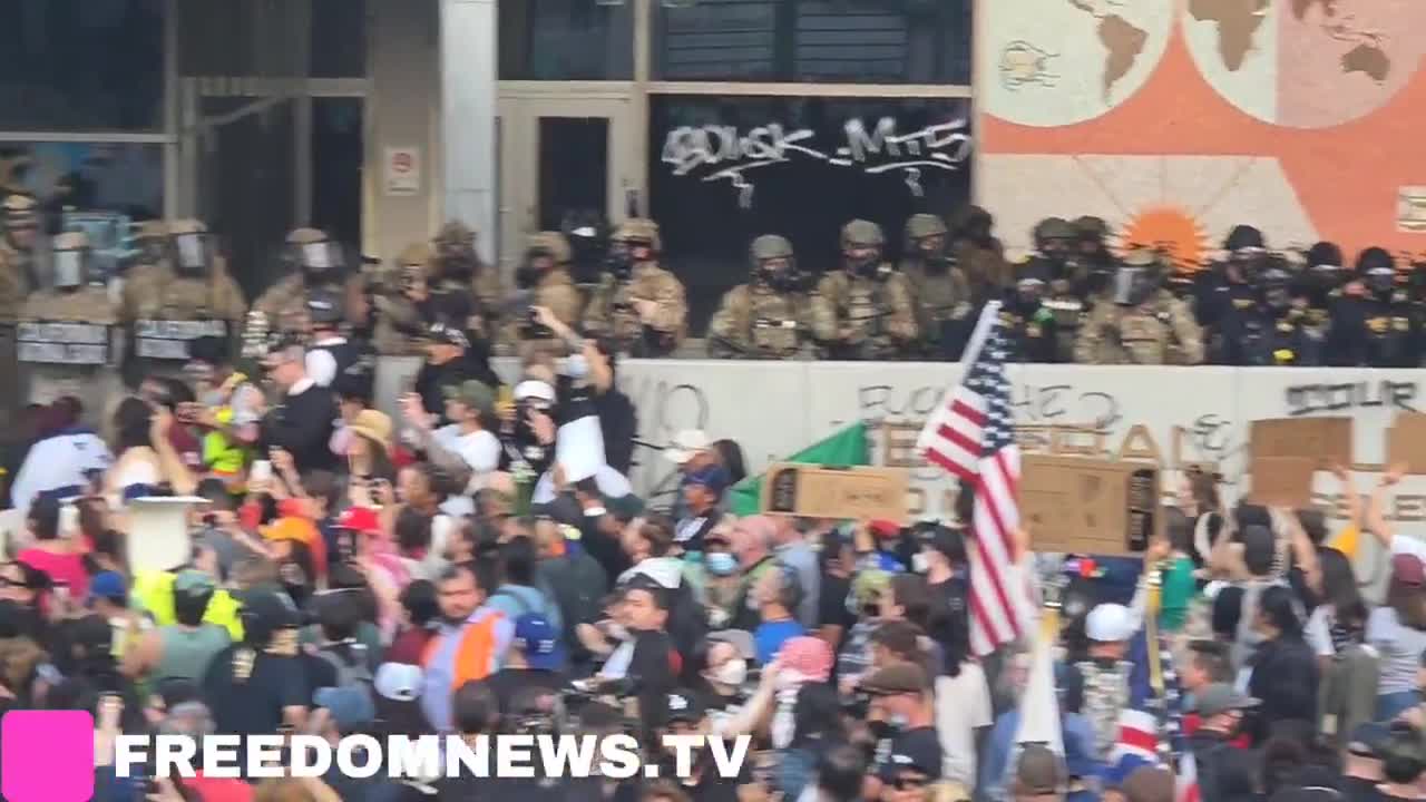 DHS and the National Guard just put on their gas masks preparing to disperse the protesters in downtown Los Angeles before the 8pm curfew. Something tells me they mean business.