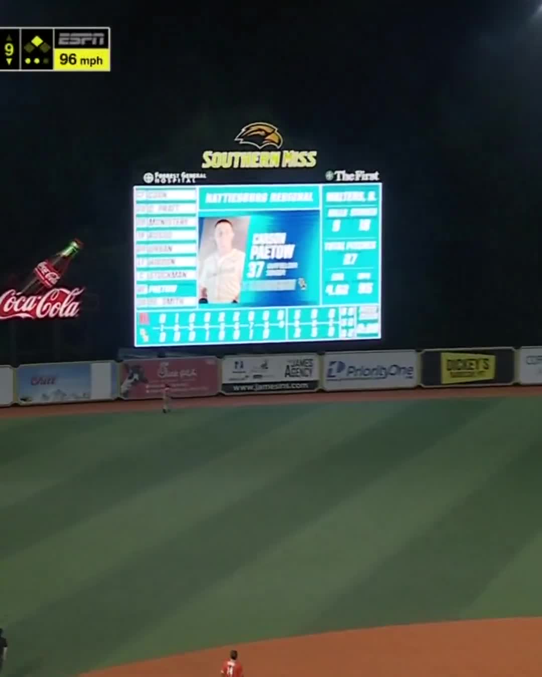 IT'S A ONE-RUN GAME IN HATTIESBURG IN THE BOTTOM OF THE 9TH ЁЯН┐ ЁЯУ║ ESPN2/ESPNU/ESPN+