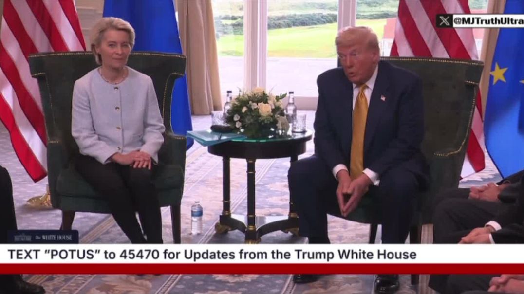 Part 1: Why does she look so terrified? lol  President Trump sits down with the President of the European Commission, who he says has treated the United States very unfairly over the years.”