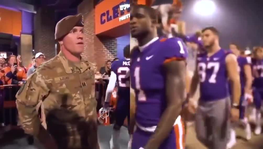 Father returns from Afghanistan to surprise son before a game