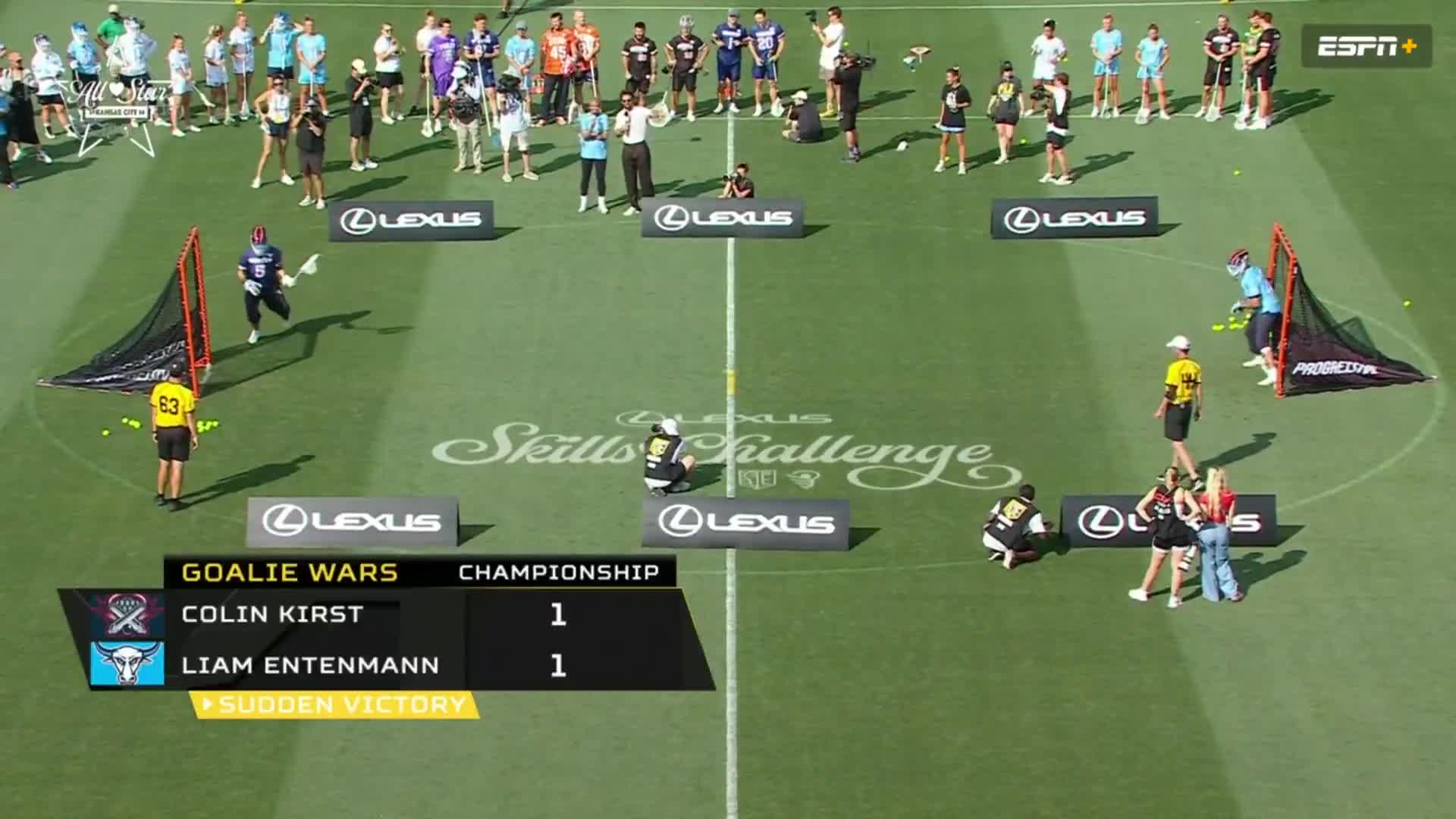 The first-ever @PremierLacrosse Goalie Wars went to Sudden Victory 😳  🥍 Watch the Premier Lacrosse League All-Star Skills Competition on ESPN+:
