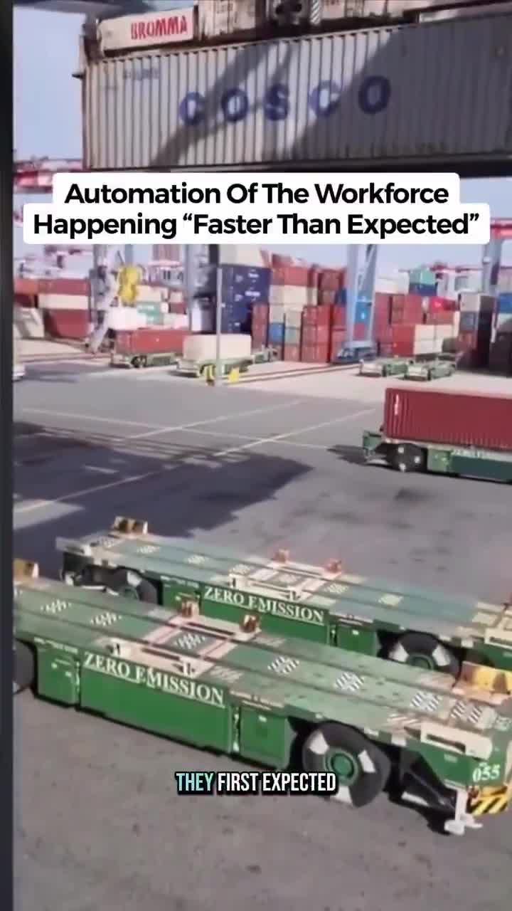 AI ISN’T COMING FOR YOUR JOB - IT'S ALREADY TAKING IT  Remember when experts said automation would be gradual?  Since 2021 Amazon has swapped out 100,000 workers for 750,000 robots.  Truck...