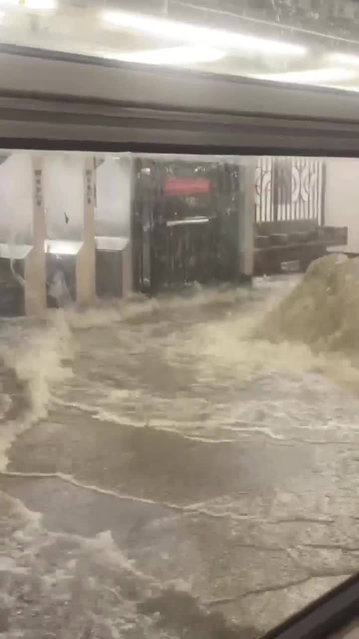 Torrential downpour in the New York area is now resulting in extensive flooding in the NYC Subway system. Wild video.