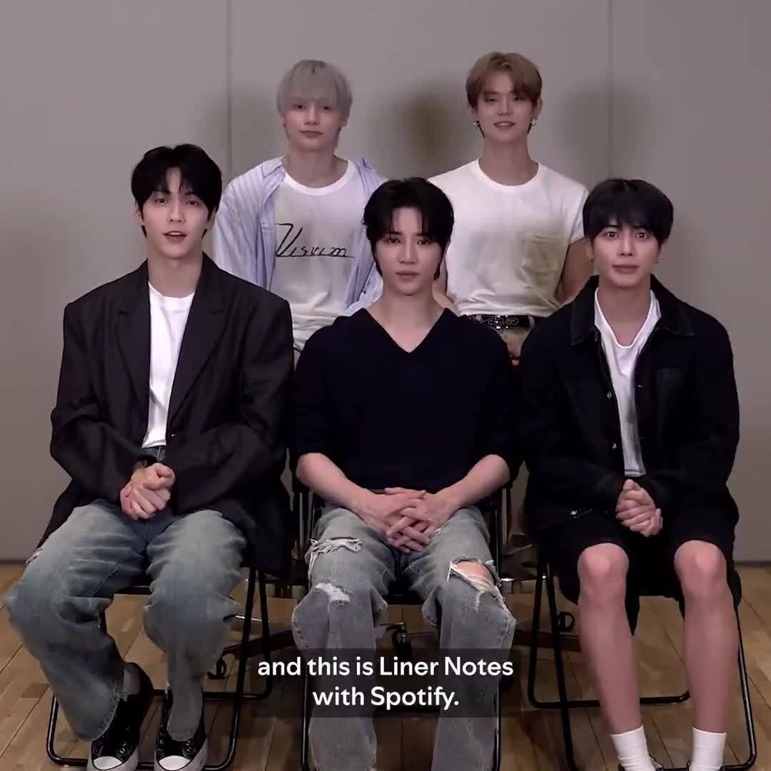 .@txt_bighit are gearing up for 'The Star Chapter: Together' but first, they hit Liner Notes to reveal what song mirrors their mood right now, how they ended up soaked on set... and yes, eve...