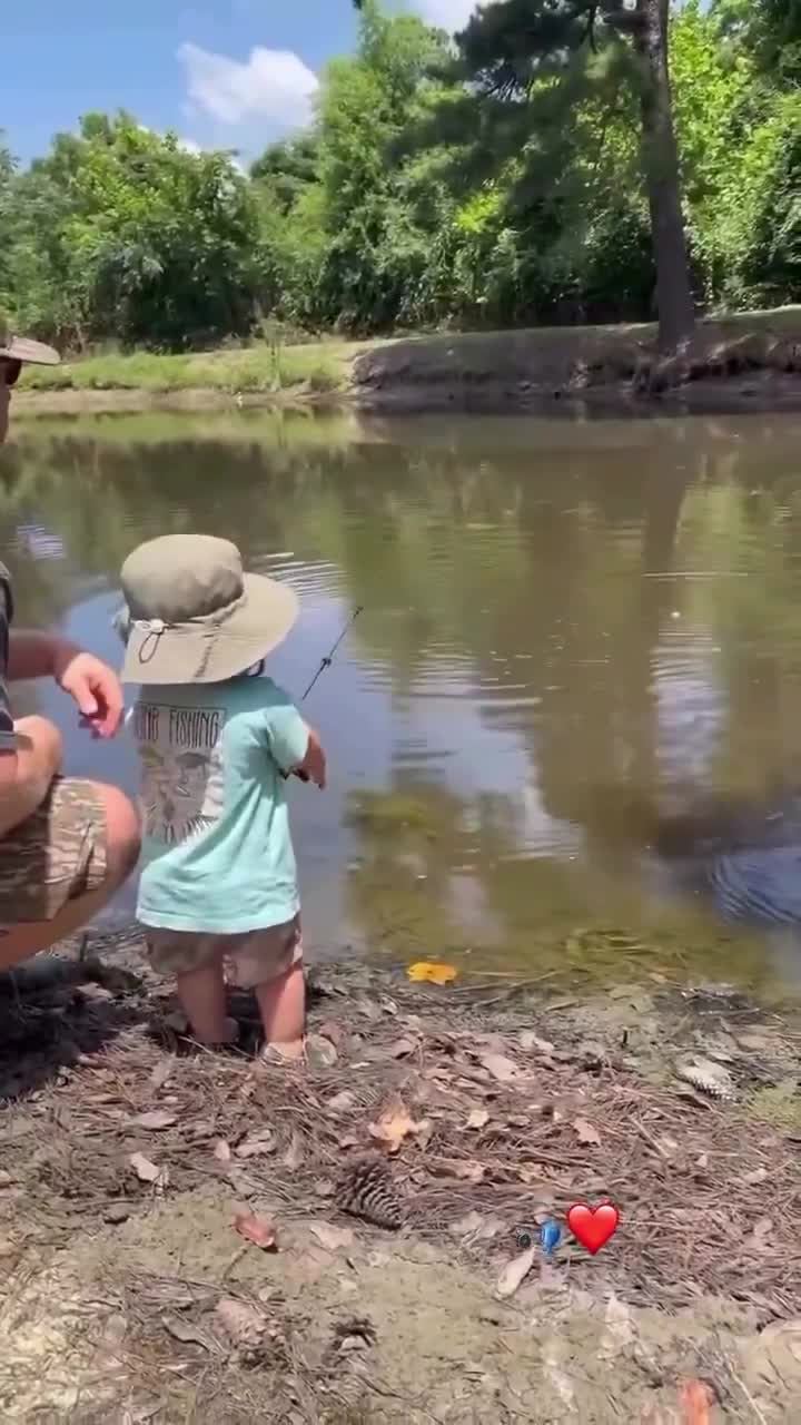 This little dude can fish lol.