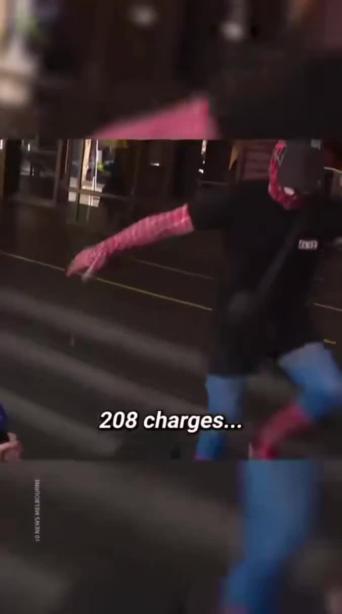 A man accused of vandalising Melbourne buildings and train carriages with ‘Pam the Bird’ graffiti is facing 208 charges  Jack Gibson-Burrell, 21, arrived at court wearing a Spider-Man ma...