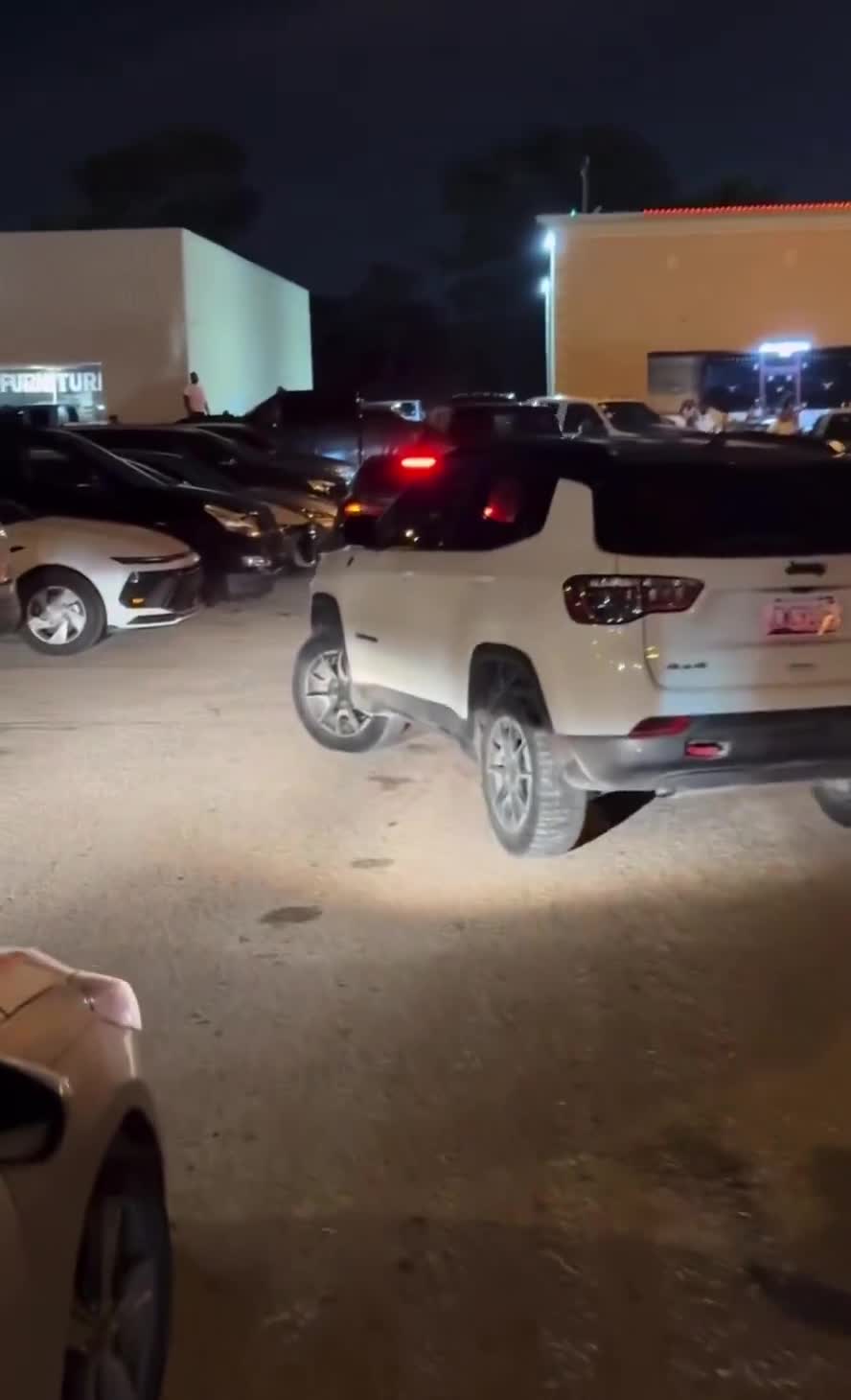 That's one way to exit a parking lot…