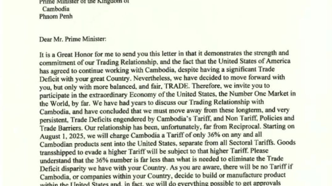 Here we go… Art of the Deal time  President Trump sends a flurry of letters to the heads of other countries, informing them they will be charged a substantial tariff.