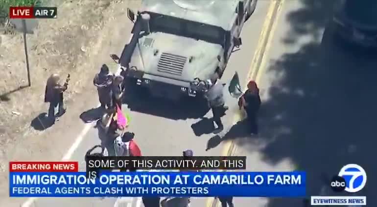 More protesters in Los Angeles obstructing immigration enforcement operations.
