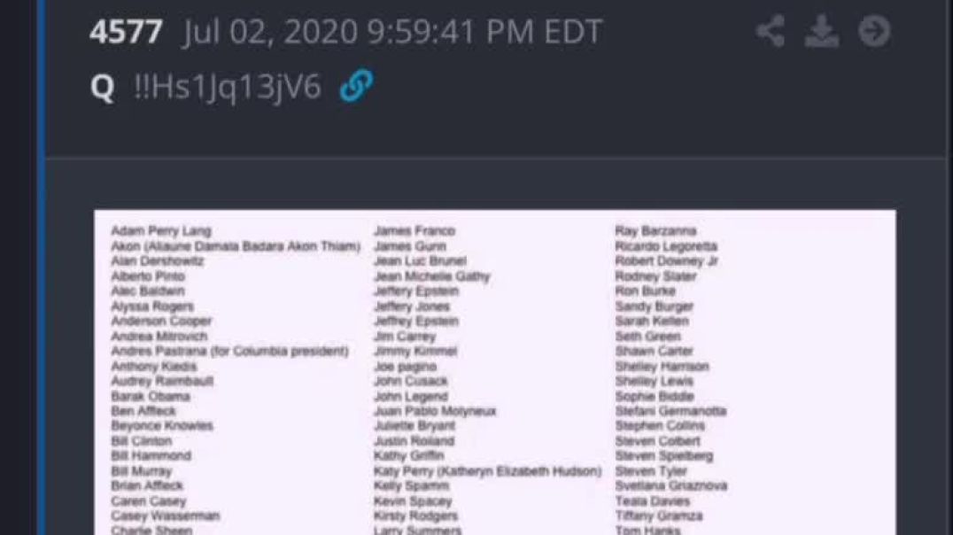Oh My God… 👀   The Names President Trump dropped today re: Epstein is listed in a Q post with 100+ Other Names