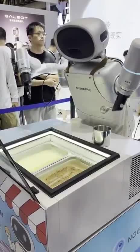 ROBOT SCOOPS ICE CREAM LIKE A PRO  At WAIC 2025 Noematrix’s AI robot served cones scooped perfectly and even interacted with guests.  It’s proof that advanced robotics aren’t just for ...
