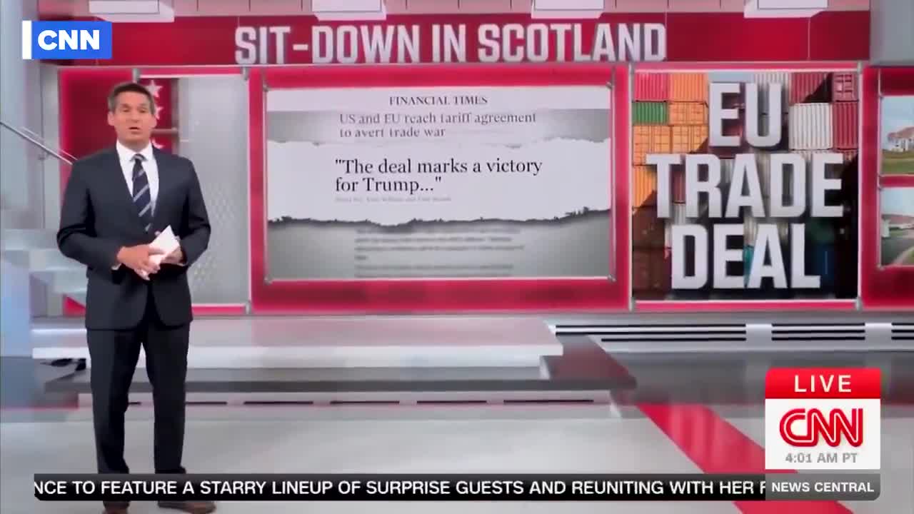 Here's 42 seconds of the MSM eating crow on Trump's EU trade deal.  Enjoy!