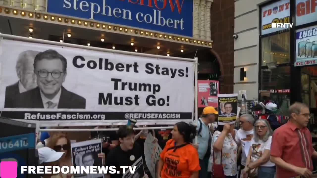 BREAKING: Anti-Trump activists are protesting outside the Ed Sullivan Theater in NYC, shouting 