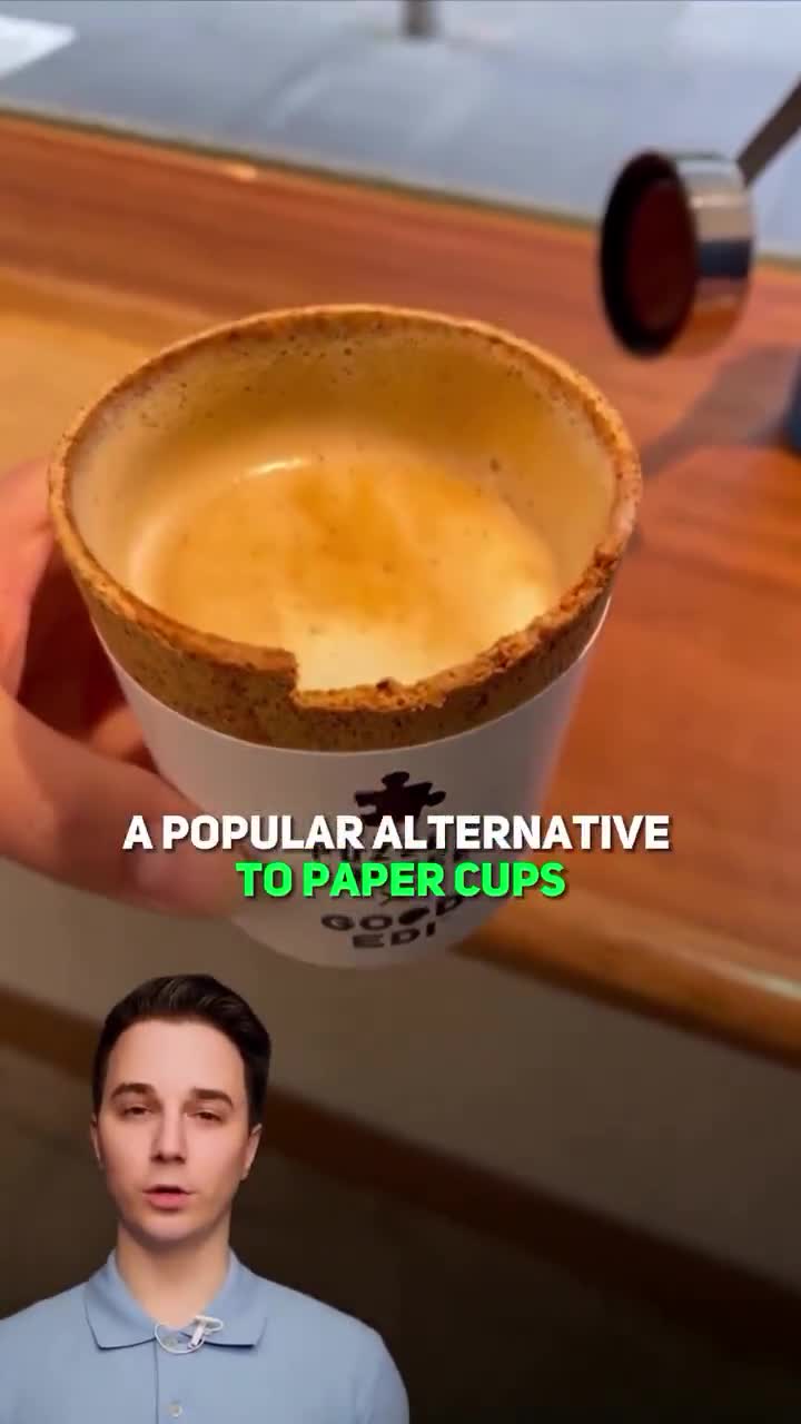 DRINK YOUR LATTE, THEN EAT THE CUP  Coffee shops are rolling out edible cups made of oats, cookies, and biscuit-like shells to cut down on waste.  Think waffle cone meets cappuccino - or sho...