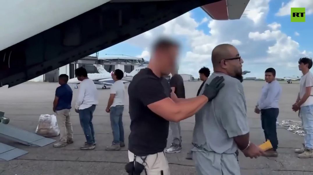 White House shares footage of DEPORTATION of dozens of ‘illegal aliens’  ‘You don’t have to go home, but you can’t stay here’  ICE claims such flights occur several times on a weekly basis — ‘making t